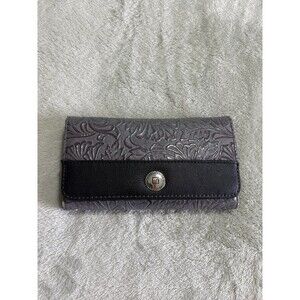 Stone mountain embossed grey black bifold wallet clutch bag vintage classic boho